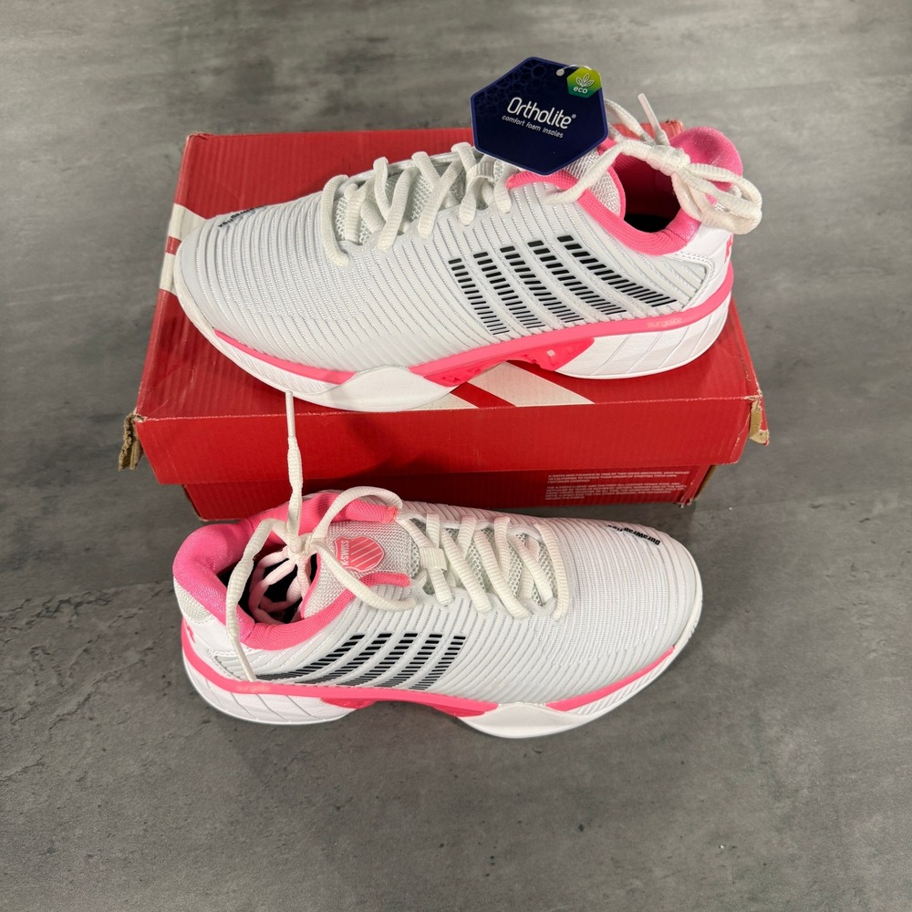 K-Swiss Tennis Shoes Womens 8 Hypercourt Express 2 Wide White Neon Pink NEW $130